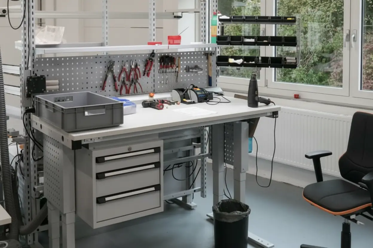 OTTOKIND ergonomic assembly workstation with ESD protection and integrated storage